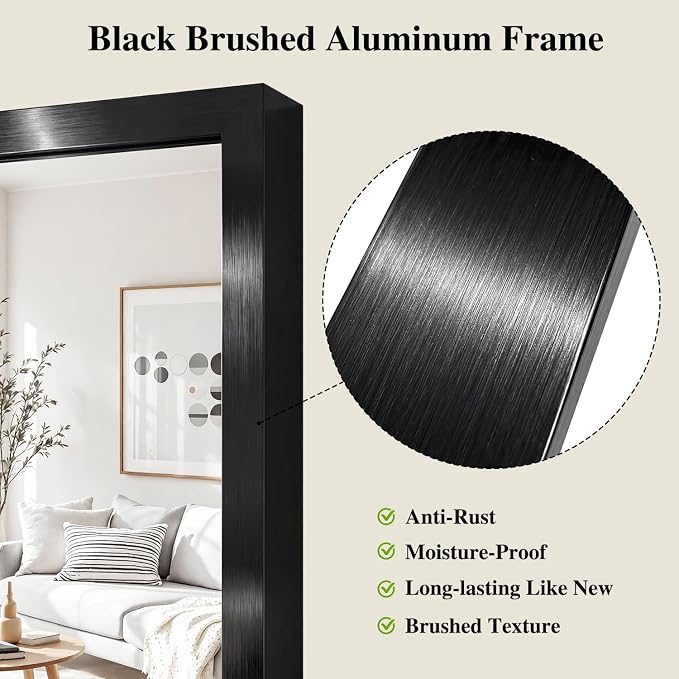 Koonmi Black Rectangle Wall Mirror, 24x32 Inch Bathroom Mirror, Aluminum Frame - Image 4