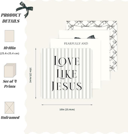 LARTSFRO Coquette Black Bow Jesus Wall Art Decor Posters, Inspirational Bible - Image 2