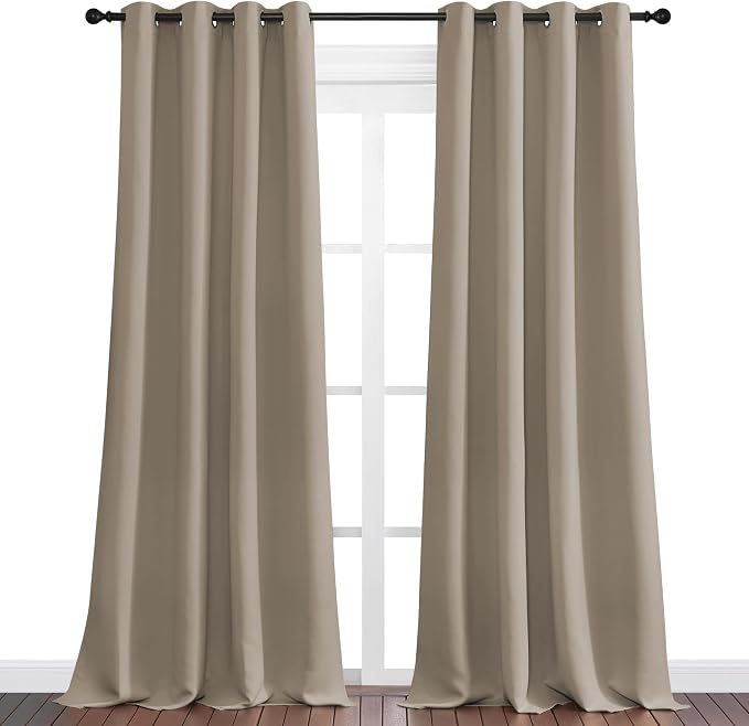 NICETOWN Taupe Blackout Curtains 90" Long - Image 2
