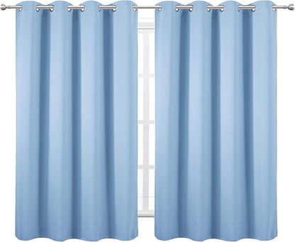 LEMOMO Sky Blue Thermal Blackout Curtains/52 x 54 Inch/Set of 2 Panels Room - Image 2