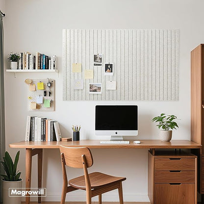 Cork Board Tiles for Wall with Push Pins, Removable 36" x 24" Slat Bulletin - Image 3