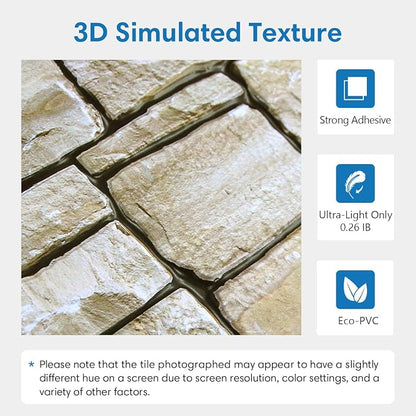 COMSTICKC 3D Faux Stone Wall Sticker Peel and Stick Wall Covering, DIY - Image 3