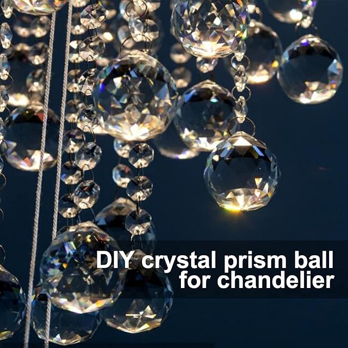 MerryNine 6 Pcs Clear Crystal Ball Prism Sun Shine Catcher Rainbow Pendants Maker, Hanging Crystals Prisms for Windows, for Feng Shui (30mm/40mm/50mm 6Pack)