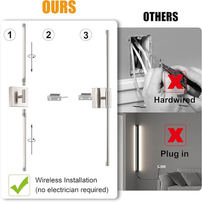 Morauroral Battery Operated Wall Sconces Set of 2, Dimmable Battery Wall Sconce - Image 5