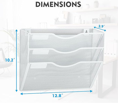 EASEPRES Magnetic 3 Pocket Mesh Hanging Wall File Organizer, Wall Mounted Mail - Image 3