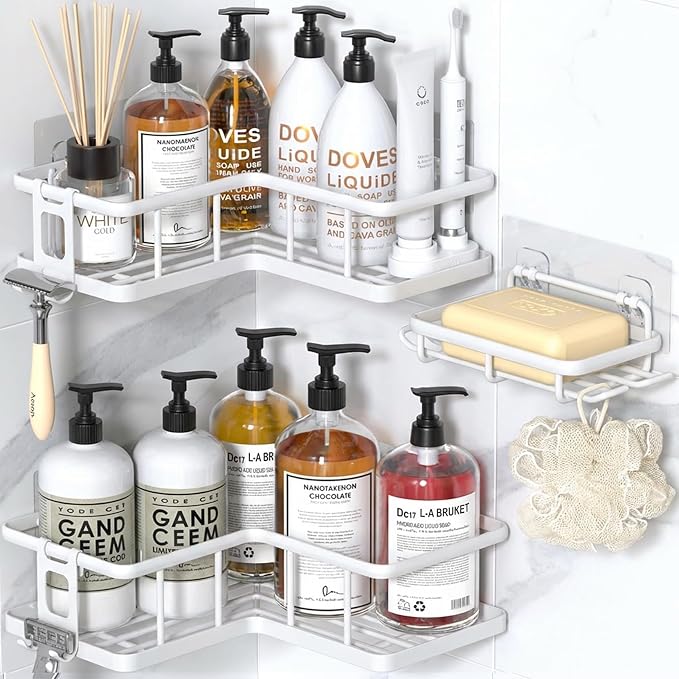 YASONIC Shower Caddy Corner, No Drilling Shower Organizer Corner by YASONIC