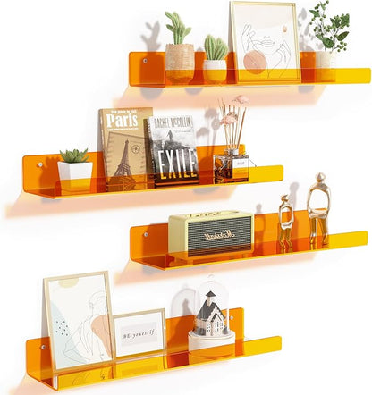 upsimples Acrylic Shelves for Wall Decor, Living Room, Floating Bookshelves for by upsimples