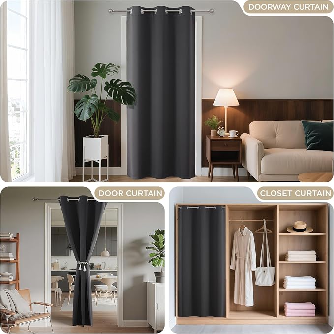 Joydeco Blackout Door Curtain for Doorway Privacy 96 Inches Long, Grommet - Image 4