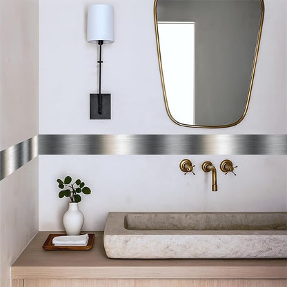 Metallic Stripe Wallpaper Border 196x4 Inch Peel and Stick Wall Border Silver - Image 3