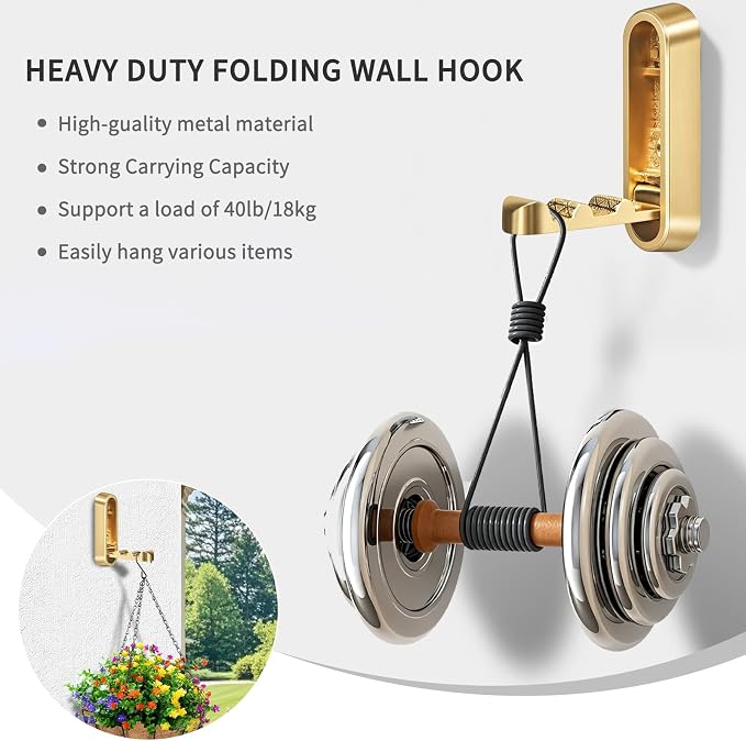 6PCS Foldable Wall Hooks, Zinc Alloy Flip Down Hooks, Retractable Wall Hooks - Image 4