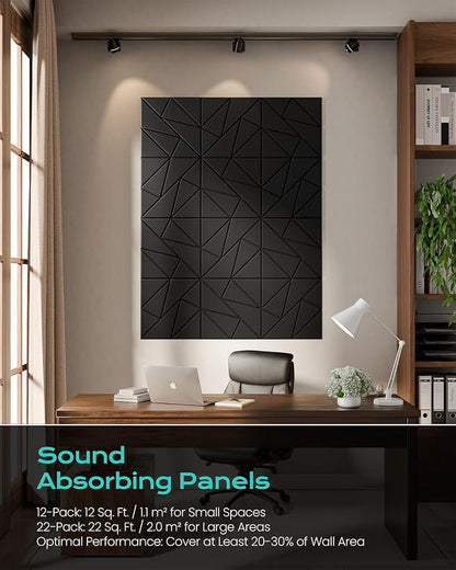 22-Pack Acoustic Panels, Peel & Stick Sound Proof Foam Panels - Image 6