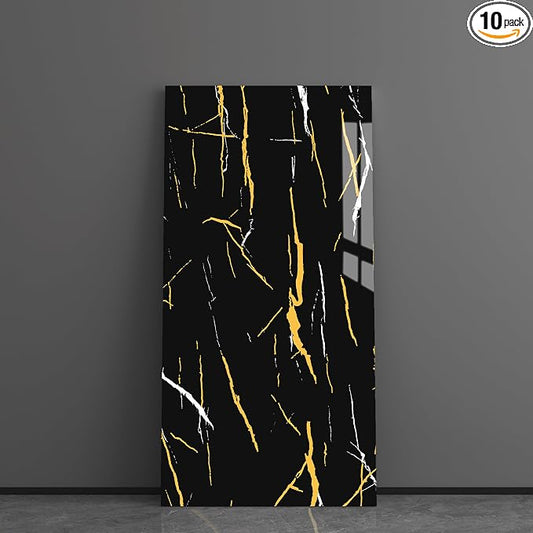 Haimin Wall Panels Peel and Stick 10 Pieces 23.6x11.8in Black Lightweight by HaiminHomeDecorWallpaper