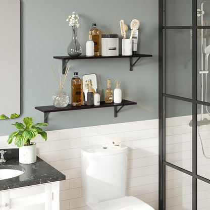 DINZI LVJ Long Wall Shelves, 23.6 Inch Wall Mounted Shelves Set of 2, - Image 5