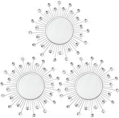 3 Pack Metal Mirrors for Wall Sunburst Wall Mirrors Home Décor Decorative by Uaussi