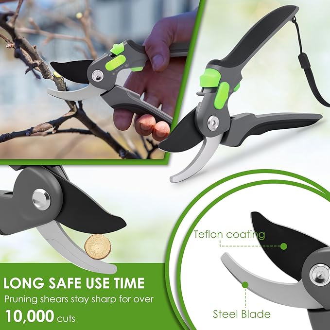 2 Pcs Pruning Shear Sturdy Steel Hand Pruner with Ergonomic Handle Efficient Gardening Shear Versatile Garden Pruner for Men Women Gardener