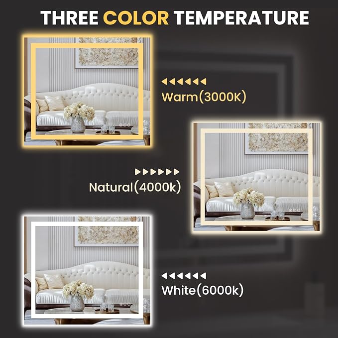 LOAAO 42"x36" LED Bathroom Mirror - Image 5