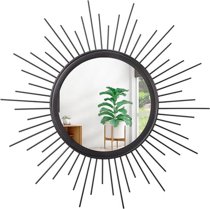 Sunburst Wall mirror Black Small Spoked Wall Decor Mirror Bohemian Home Round by HLFMVWE