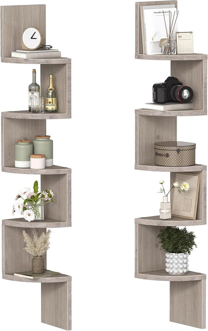 HOOBRO Corner Shelf Wall-Mounted, 5-Tier Corner Bookshelves by HOOBRO