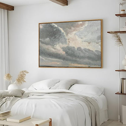 InSimSea Framed Canvas Wall Art, Landscape Wall Art, Study of Clouds Painting - Image 4