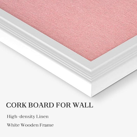 Large Pink Cork Board with Linen, Picture Display Vision Board Corkboards - Image 2