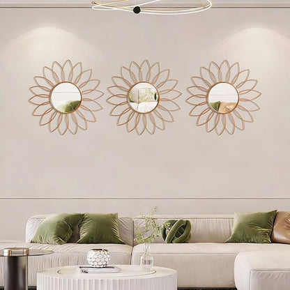 3 Pack Metal Mirrors for Wall Sunburst Wall Mirrors Home Décor Decorative - Image 6