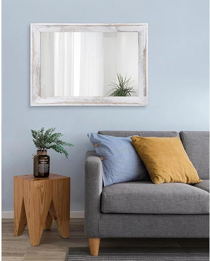 AAZZKANG Mirrors for Wall Rustic Wood Framed Hanging Mirror 26"x18" Decorative - Image 7