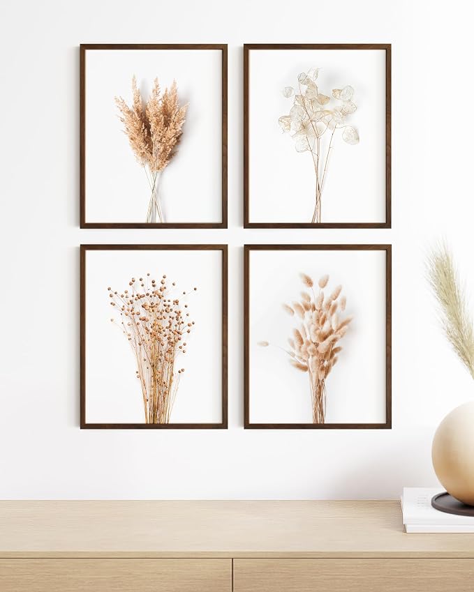 HAUS AND HUES Brown Plant Set of 4-16x20 Framed Walnut - Image 5