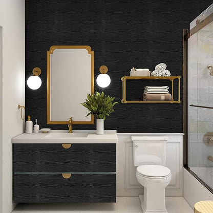 Peel and Stick Wallpaper Black Wood Wall Paper - Image 3