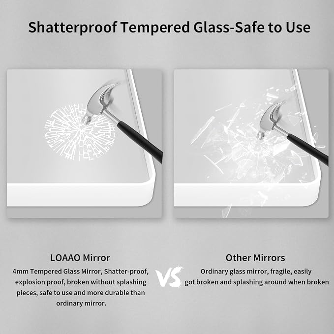 LOAAO 72x36 Inch White Metal Framed Bathroom Mirror - Image 6