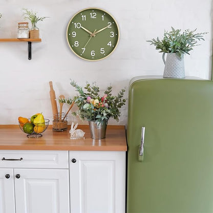 Roymnie Wall Clock Green, 10 Inch Silent Wall Clocks Battery Operated-Modern - Image 3