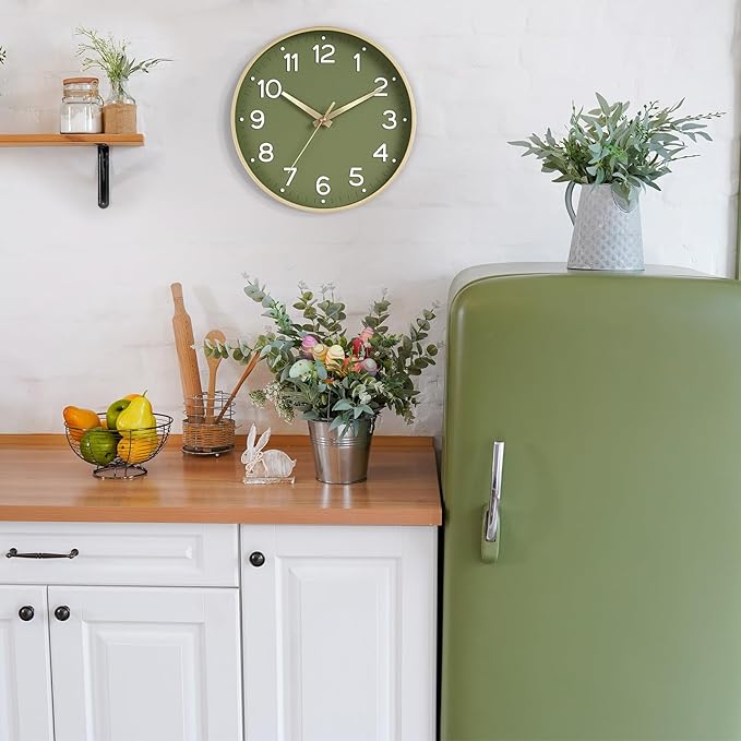 Roymnie Wall Clock Green, 10 Inch Silent Wall Clocks Battery Operated-Modern - Image 3