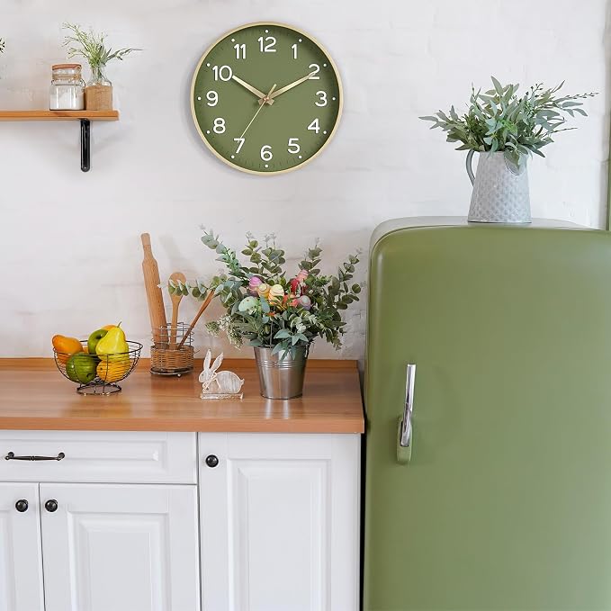 Roymnie Wall Clock Green, Silent Wall Clocks Battery Operated 8 Inch-Modern Non - Image 3