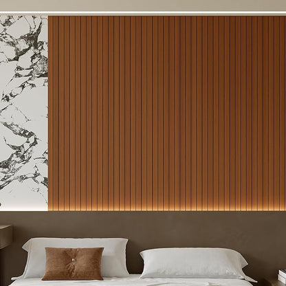 Yutianli PVC Slat Wall Panel Peel and Stick 118"x 15.7" Faux Wood Slat Panel - Image 3
