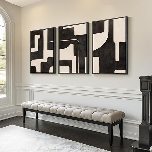 Large Framed Neutral Abstract Wall Art - Image 2