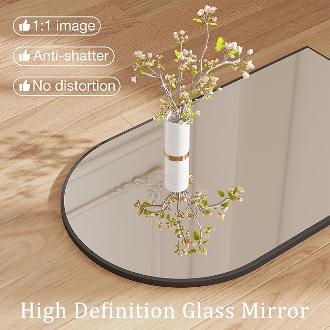 DUMOS Black Metal Arch Vanity Rounded Rectangle Bathroom Mirrors - Image 3