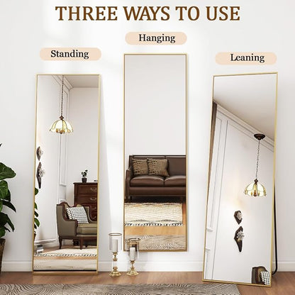 Koonmi 56"x21" Floor Mirror Full Length, Bedroom Floor Body Mirror - Image 4
