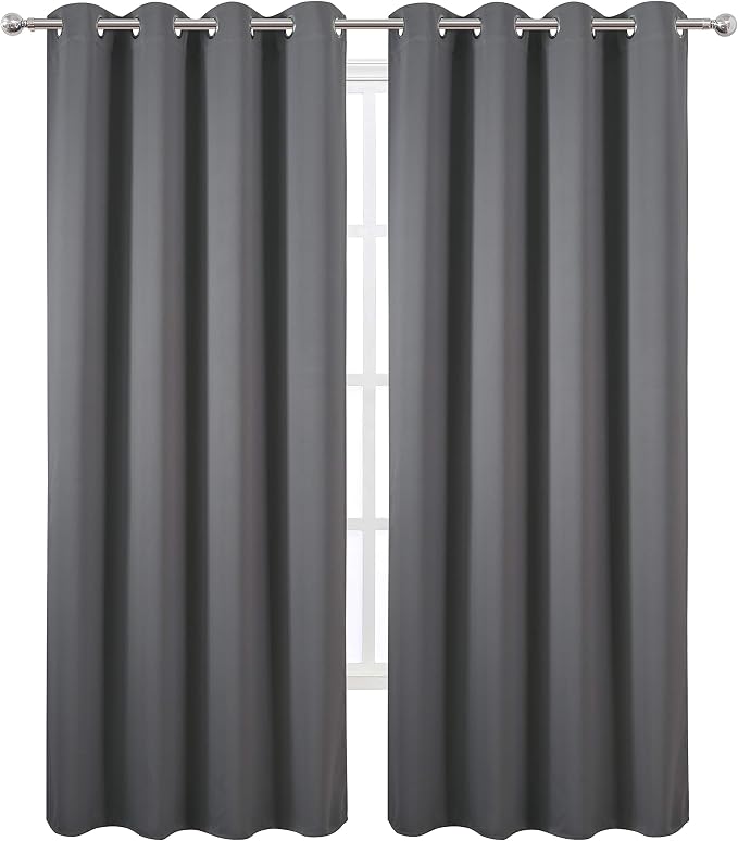 LEMOMO Grey Blackout Curtains/52 x 108 Inch/Set of 2 Panels Thermal Insulated - Image 2