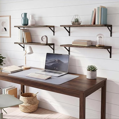 YGEOMER Floating Shelves for Wall, 23in Brown Wall Shelves for Living Room - Image 5