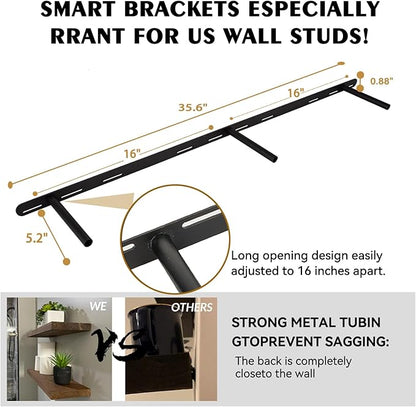 BGMG Wood Floating Shelves for Wall 54 inch Set of 2, Solid Wood Wall Mount - Image 5