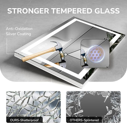 USHOWER LED Bathroom Mirror 60x36 Inch Tempered Glass - Image 6