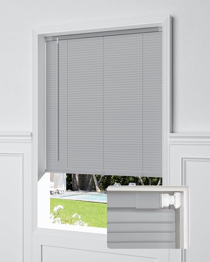 UNISHADES No Drill Blinds for Windows 1" Vinyl L-Shaped Slats Cordless Mini by UNISHADES