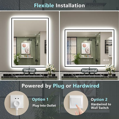 48x38 Black Framed LED Bathroom Mirror - Image 7