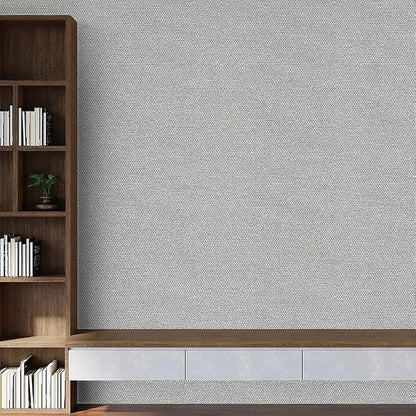 Gray Peel and Stick Wallpaper Slight Velvety Feeling Woven Fabric Grasscloth - Image 6