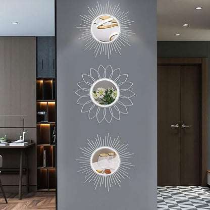 3 Pack Metal Mirrors for Wall Sunburst Wall Mirrors Home Décor Decorative - Image 4