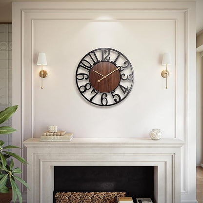 Vantic 24 Inch Large Wall Clock, Arabic Numeral Wood Oversized Wall Clocks by Vantic