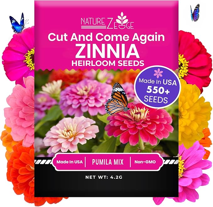 NatureZ Edge Zinnia Seeds for Planting Outdoors, Flower Seeds, Bulk Semillas De Flores para Sembrar, Pumila Mix 4.2 g