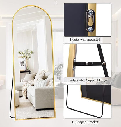 Rowjut 64"x21"Floor Mirror Arched Full Length Mirros, Mirror Floor Length - Image 3