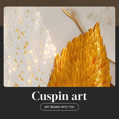 Framed Modern Luxury Wall Art for Living Room, Large White and Gold Leaf - Image 7