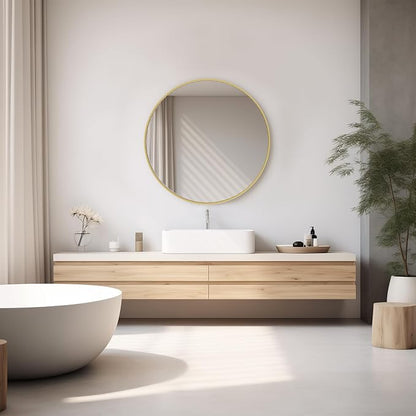 DUMOS Gold Circle Mirror for Wall 24.02 inch, Bathroom Round Mirror for Over - Image 5