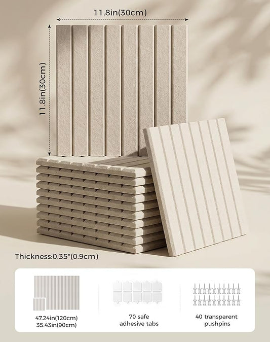 Aothia 12-Pack Felt Bulletin Board Tiles 48"x36", Modular Pin Board - Image 2